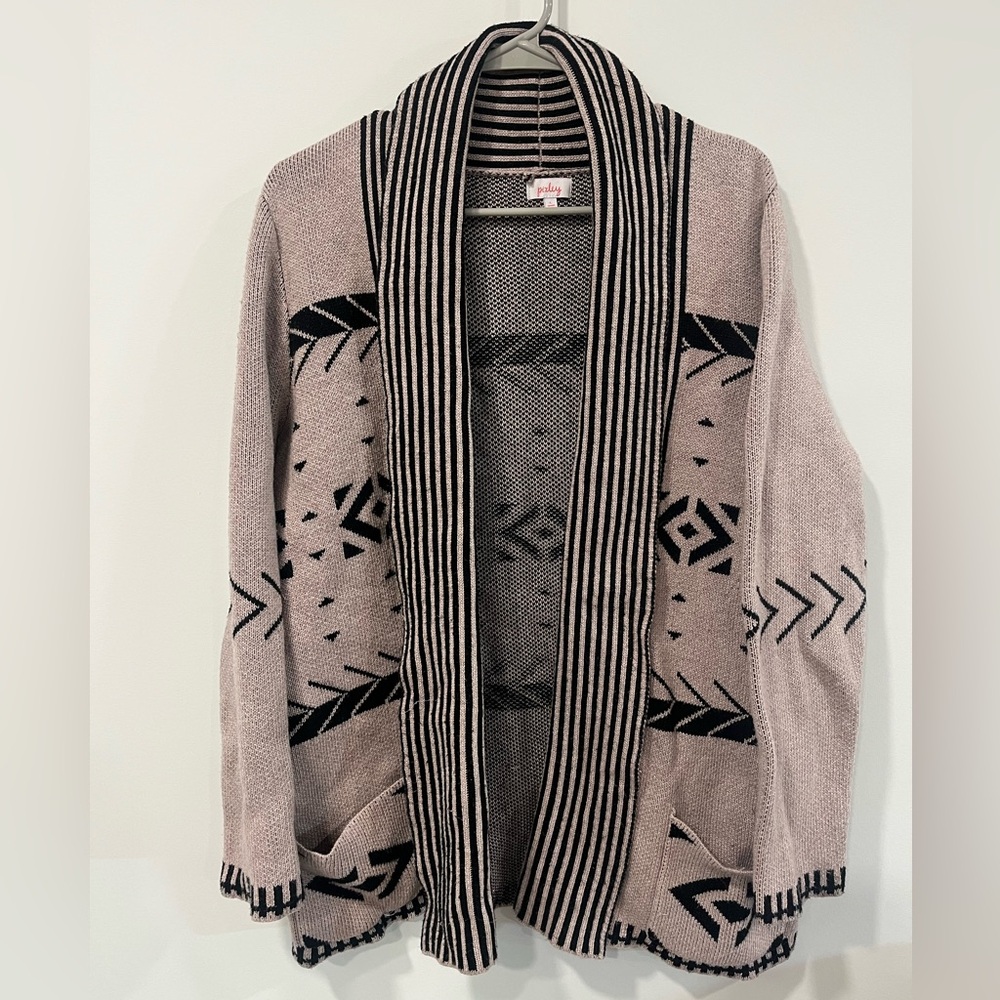 Pixley Black and Tan Geometric Cardigan